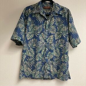 Tori Richard Honolulu Men’s Casual Button Down Shirt Blue Hawaiian Cotton Size S
